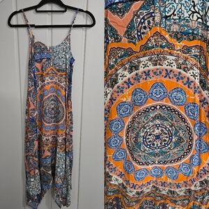 Alya Mandala Sleeveless Handkerchief Midi Dress